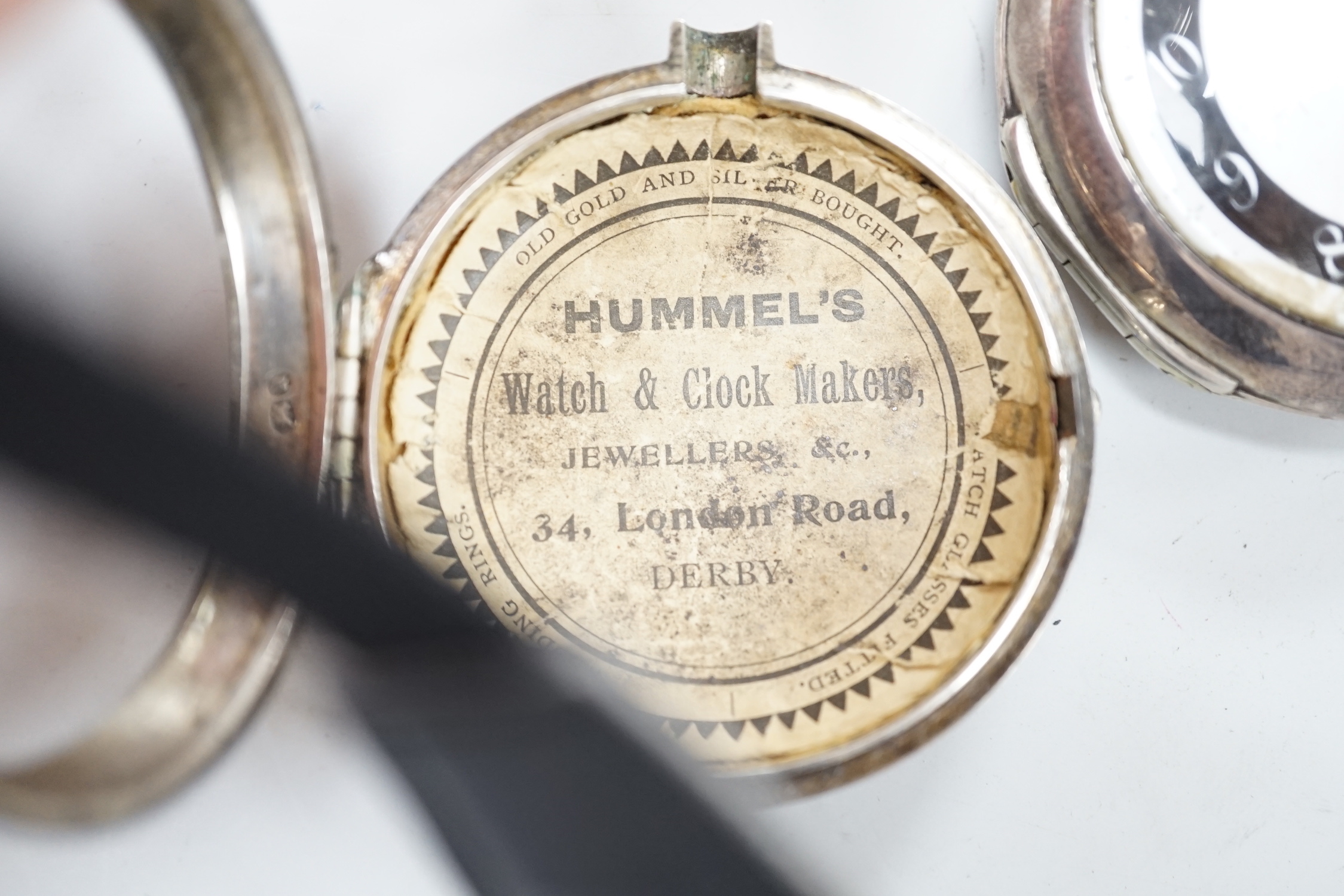 Two George III silver pair cased keywind verge pocket watches by Knight of Thaxted (black ring) and Spink of Windsor.